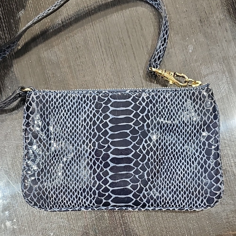 Michael Kors Navy Snake-Print Wristlet with Gold Logo - Picture 3 of 4